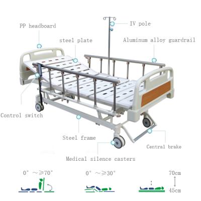 Medizinisches elektrisches Patientenbett aus Stahl mit drei Funktionen